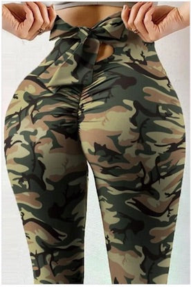 Camouflage Bow Tie Yoga Pants